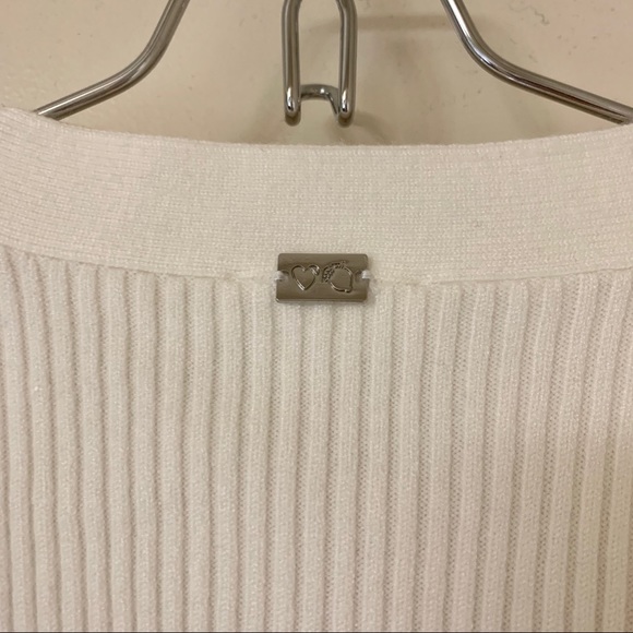 Ivory White Ribbed Lace Trim Nina Cardigan - Picture 6 of 6